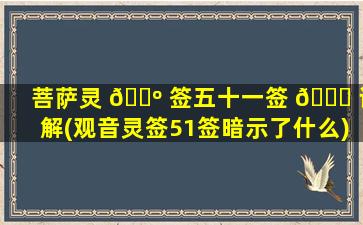 菩萨灵 🌺 签五十一签 🐘 详解(观音灵签51签暗示了什么)